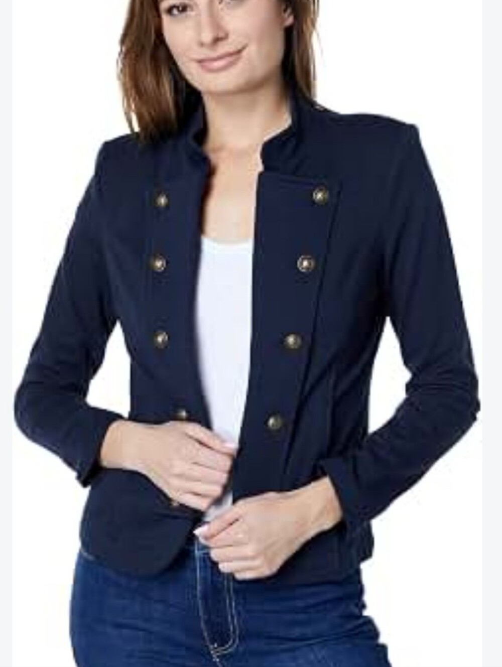 Tommy Hilfiger Women's Navy Military-Style Button Jacket M